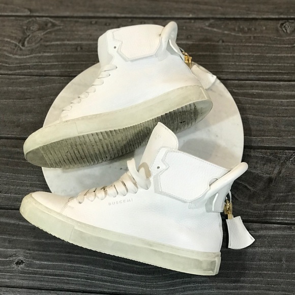 Men’s BUSCEMI 125MM High Top Luxury Sneakers White - Picture 7 of 8